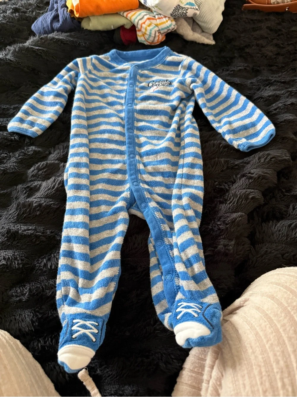 Carter's Assorted Kids Footie Sleepers in Blue, Orange, Green & Gray